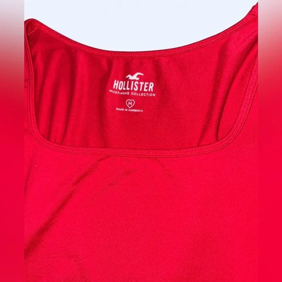 Hollister Women’s Long Sleeve Square Neck Seamless Baby Tee – Red ♥️ (Medium) - Picture 5 of 9